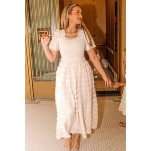 Ivy City Co Cloud Nine Dress in Sparkle Cream Sequin Textured Maxi Dress